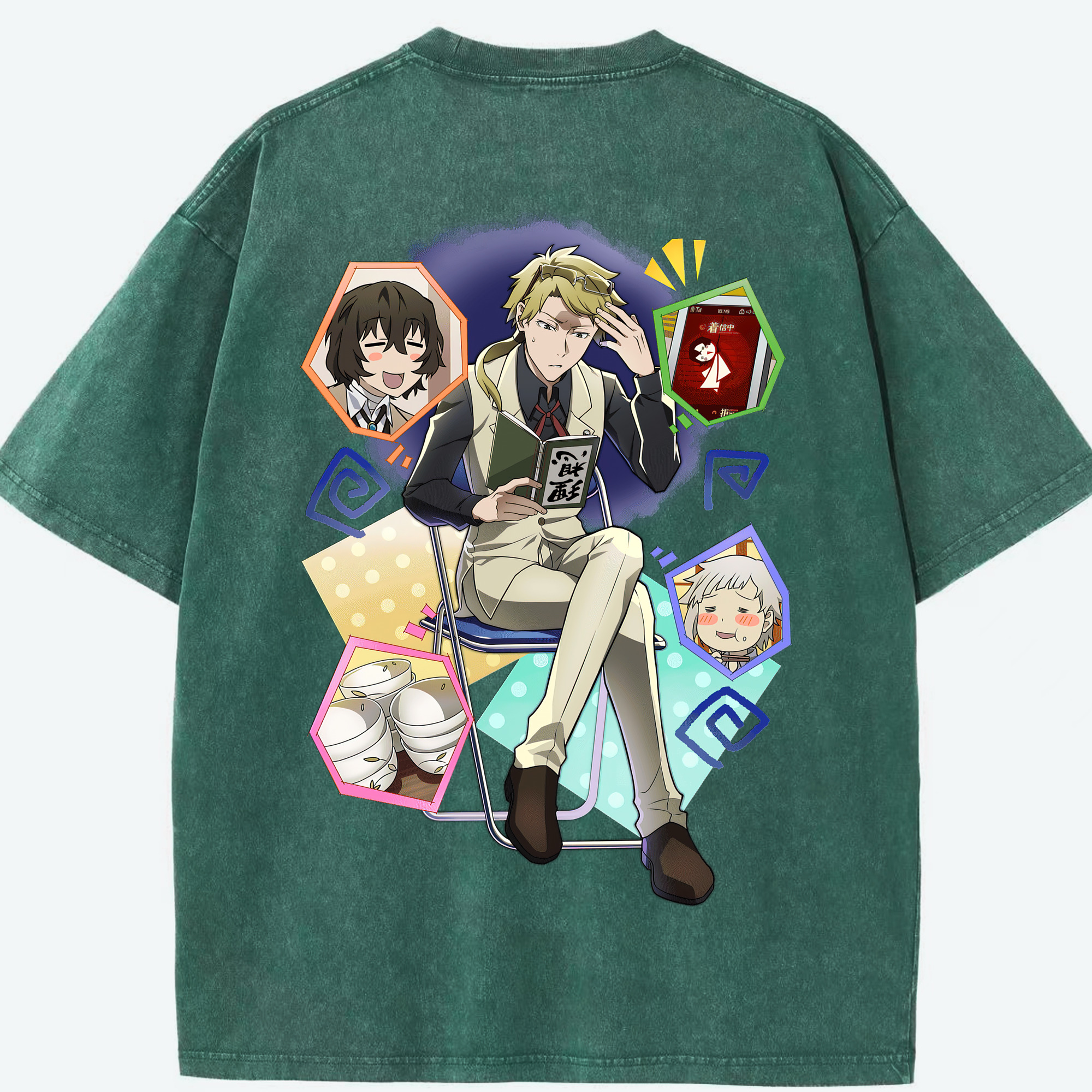 （画像用） 文豪ストレイドッグス Bungo Stray Dogs 綿100% ヴィンテージ風 半袖Tシャツ（背面プリント）